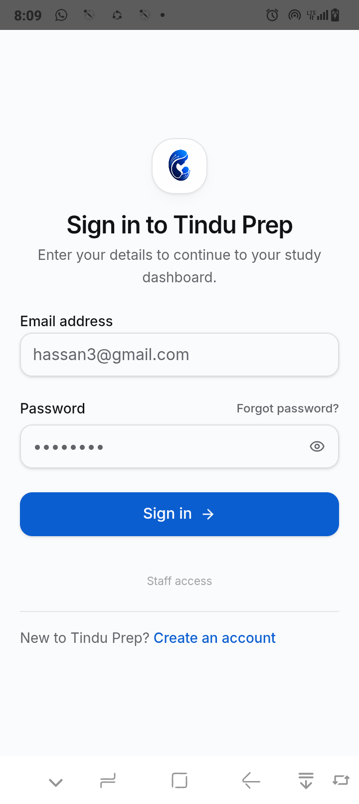 Tindu PREP app screenshot